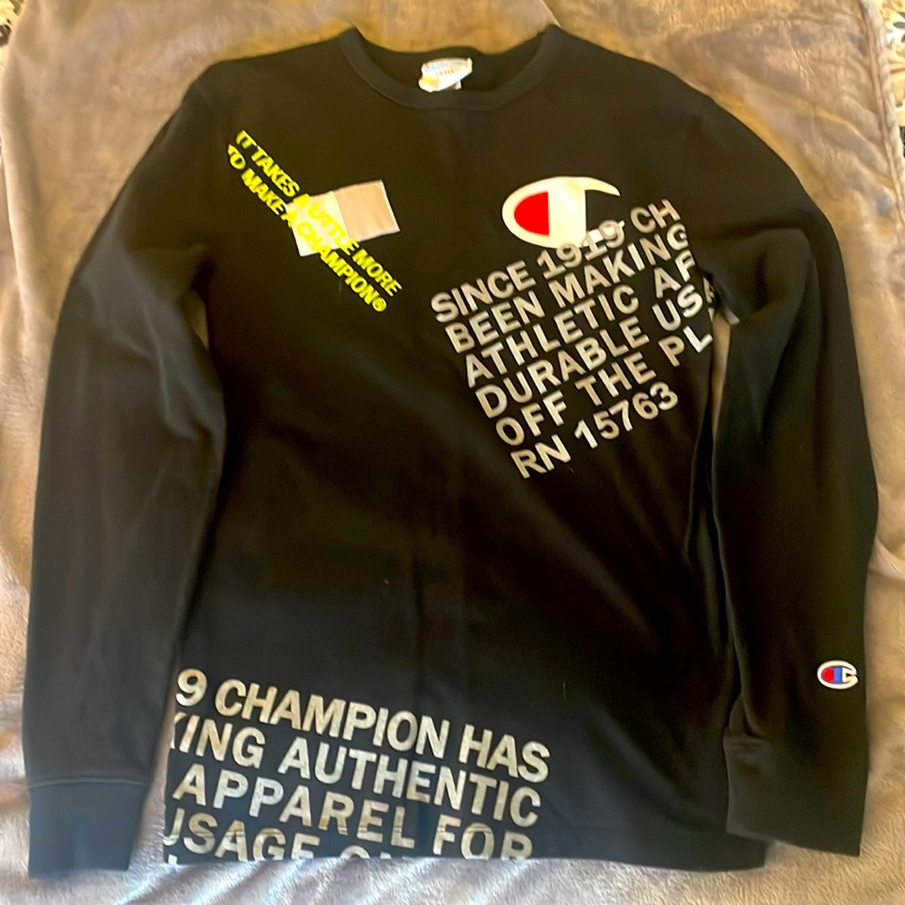Champion, Black Long Sleeve Crew Neck, New (w/o tags, never worn)